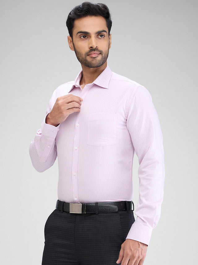 Park Avenue Men Pink Striped Slim Fit Cotton Formal Shirt
