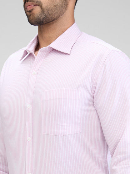 Park Avenue Men Pink Striped Slim Fit Cotton Formal Shirt