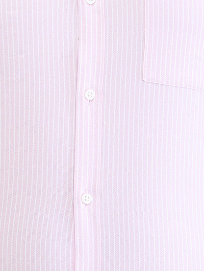 Park Avenue Men Pink Striped Slim Fit Cotton Formal Shirt