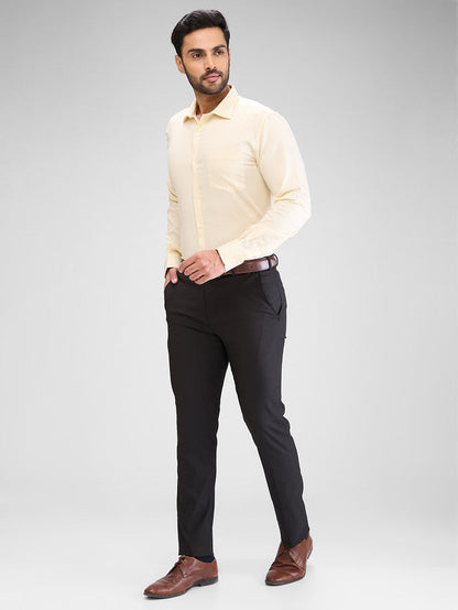 Park Avenue Yellow Stripe Slim Fit Cotton Formal Shirt