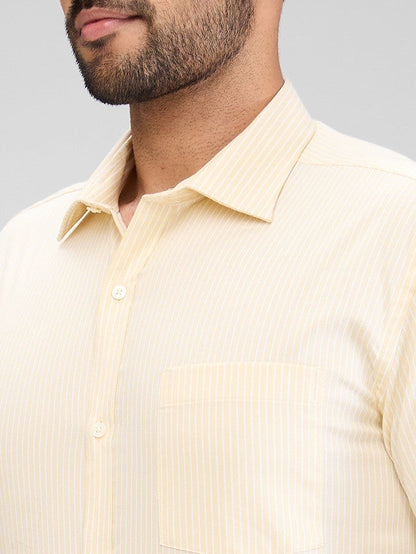 Park Avenue Yellow Stripe Slim Fit Cotton Formal Shirt