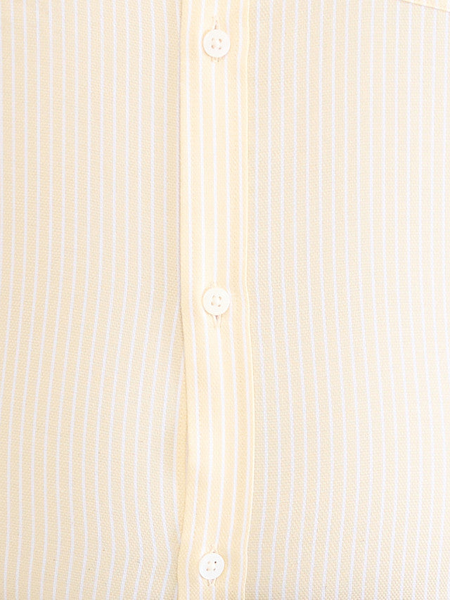 Park Avenue Yellow Stripe Slim Fit Cotton Formal Shirt