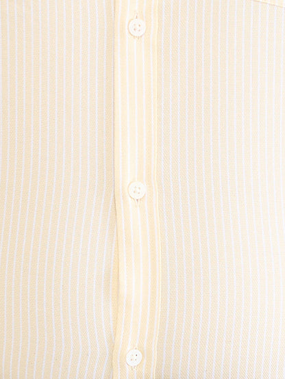 Park Avenue Yellow Stripe Slim Fit Cotton Formal Shirt