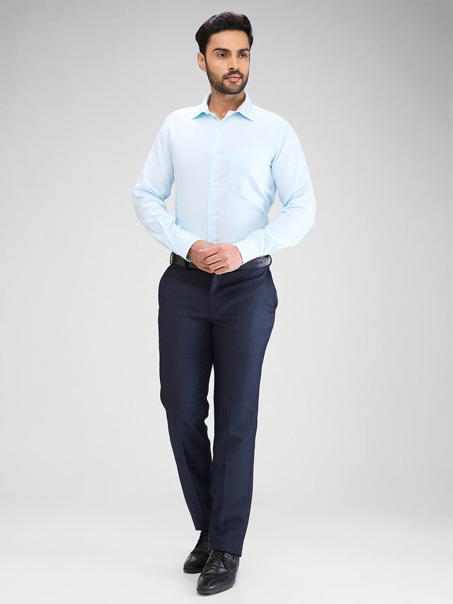Park Avenue Blue Checks Slim Fit Cotton Formal Shirt