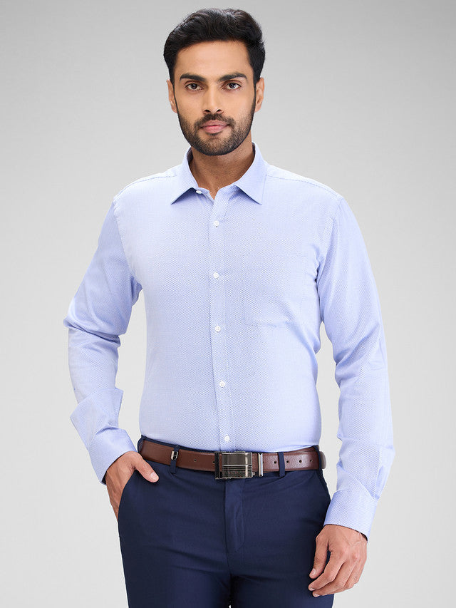 Park Avenue Blue Structure Slim Fit Cotton Formal Shirt