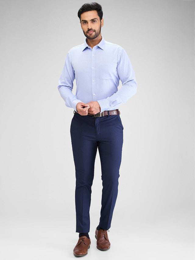 Park Avenue Blue Structure Slim Fit Cotton Formal Shirt