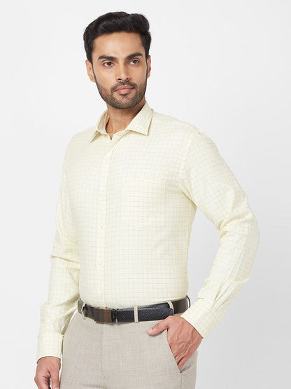 Park Avenue Men Yellow Slim Fit Checks Shirt
