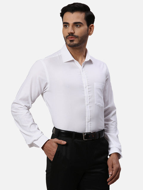 Park Avenue Men White Twill Slim Fit Cotton Formal Shirts