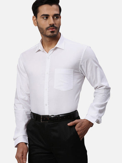 Park Avenue Men White Twill Slim Fit Cotton Formal Shirts