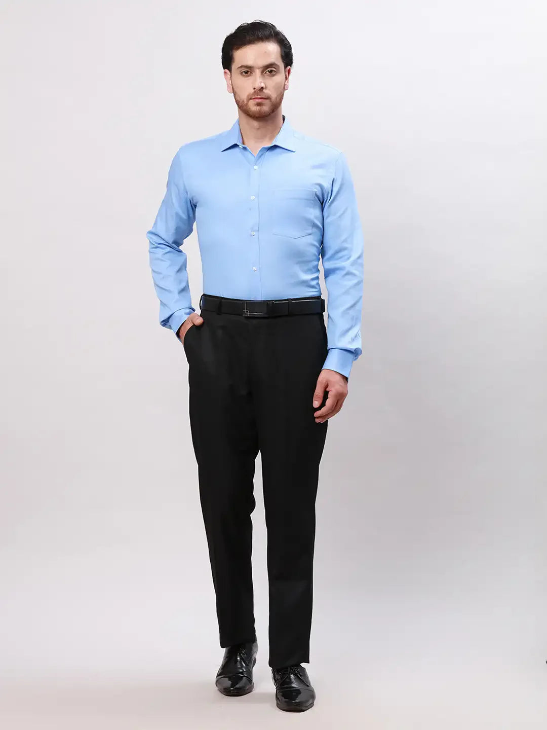 Park Avenue Men Blue Slim Fit Structure Cotton Shirts
