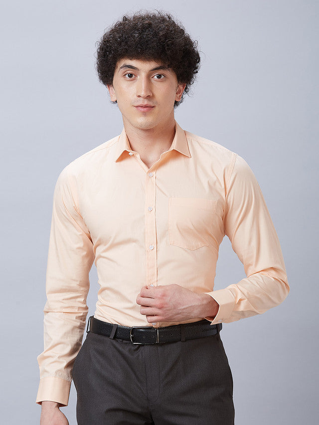 Park Avenue Orange Solid Slim Fit Cotton Formal Shirt