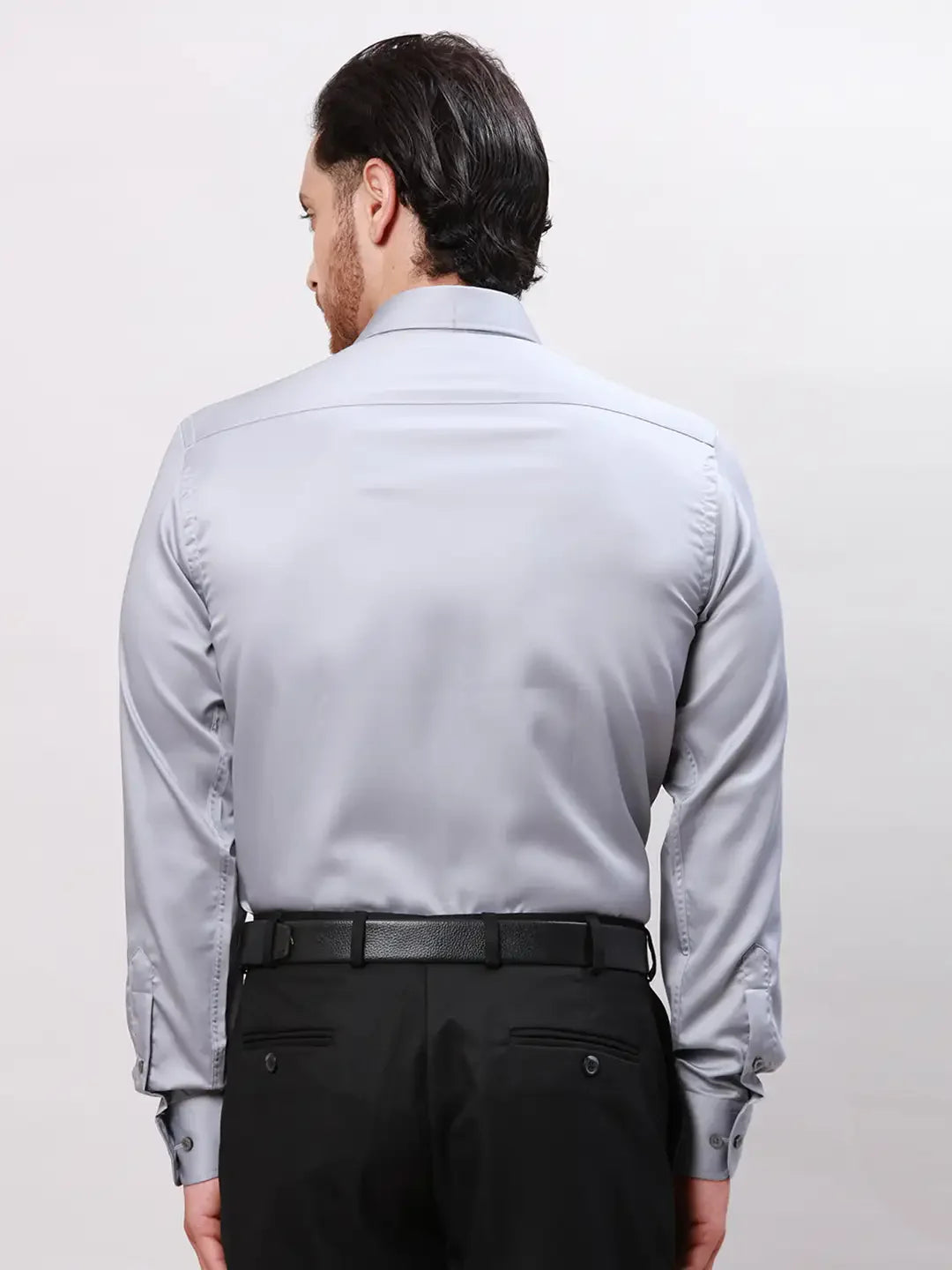 Park Avenue Men Grey Slim Fit Solid Cotton Shirts