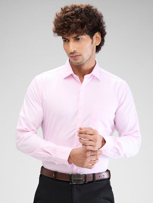Park Avenue Red Structure Slim Fit Cotton Formal Shirt