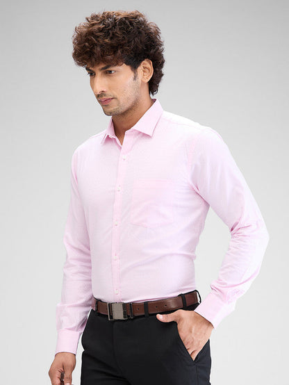 Park Avenue Red Structure Slim Fit Cotton Formal Shirt
