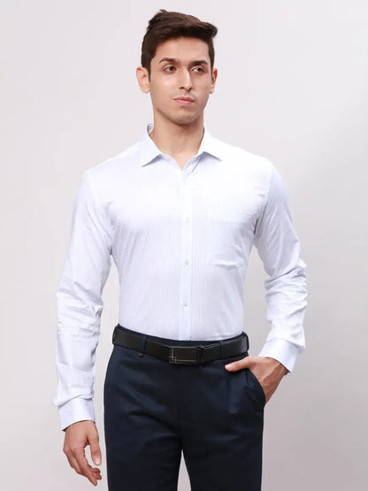 Park Avenue Men Blue Slim Fit Stripe Cotton Shirts