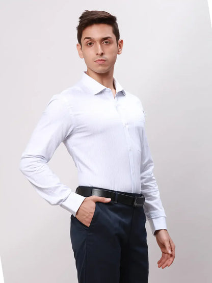 Park Avenue Men Blue Slim Fit Stripe Cotton Shirts