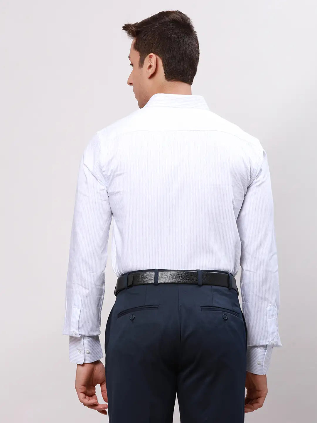 Park Avenue Men Blue Slim Fit Stripe Cotton Shirts