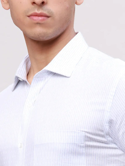 Park Avenue Men Blue Slim Fit Stripe Cotton Shirts
