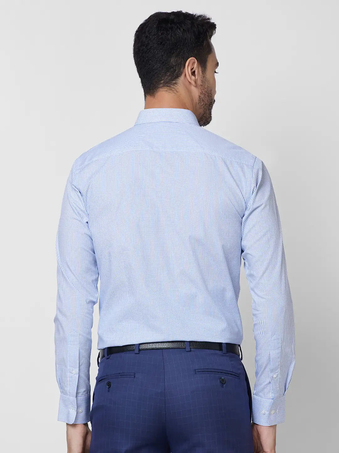 Park Avenue Men Blue Checks Slim Fit Cotton Shirt