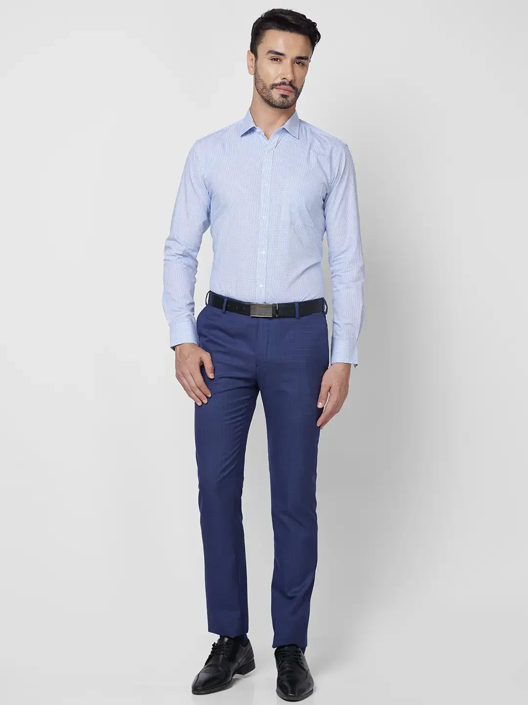 Park Avenue Men Blue Checks Slim Fit Cotton Shirt