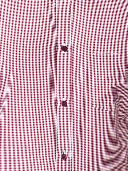 Park Avenue Men Maroon Checks Slim Fit Cotton Shirt