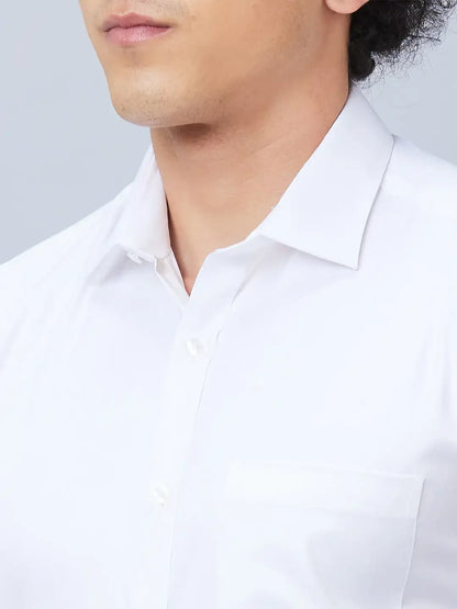 Park Avenue Men White Structure Slim Fit Polyester Blend Formal Shirt