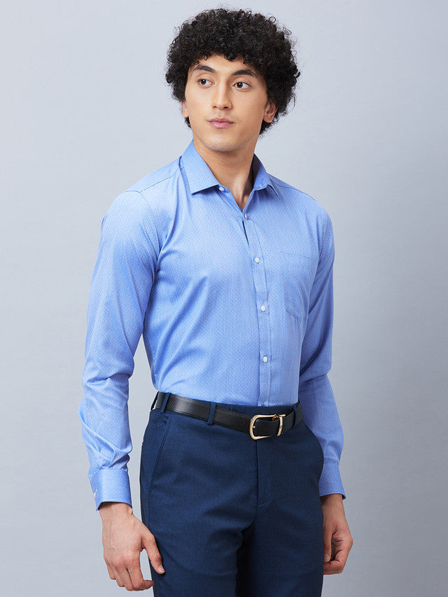 Park Avenue Blue Structure Slim Fit Polyester Blend Formal Shirt