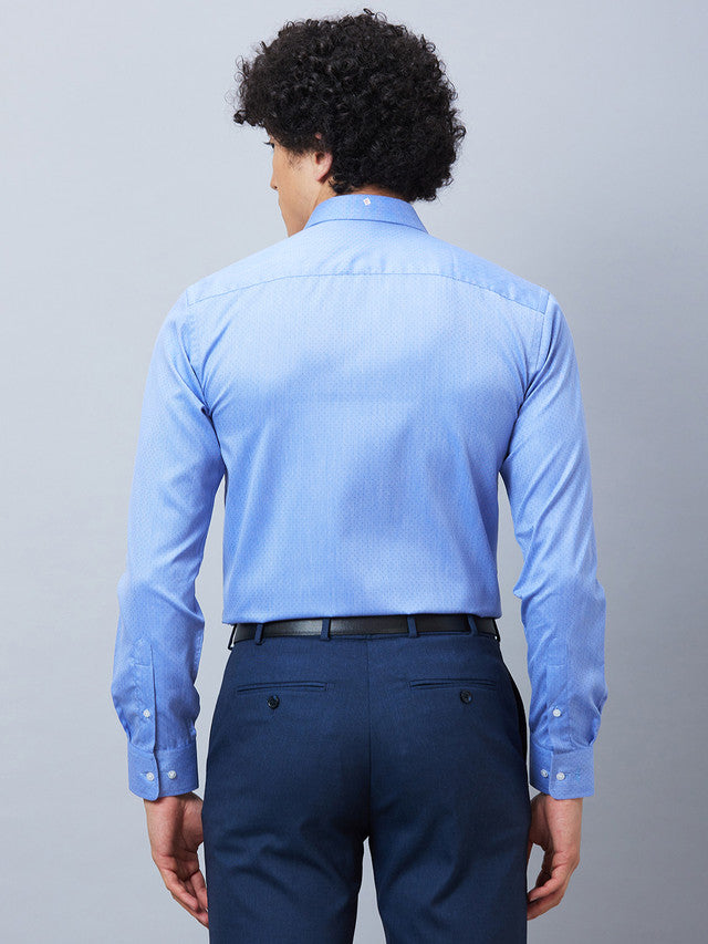 Park Avenue Blue Structure Slim Fit Polyester Blend Formal Shirt