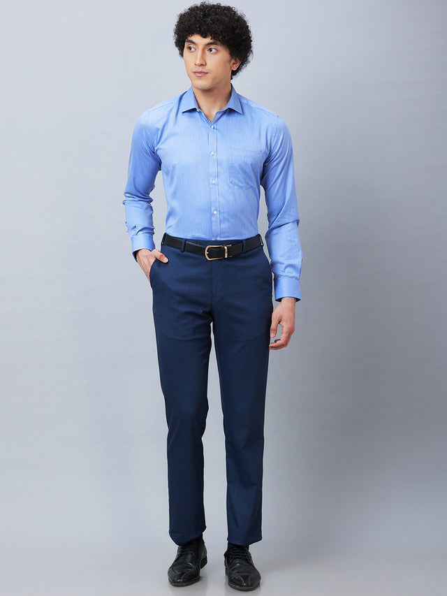 Park Avenue Blue Structure Slim Fit Polyester Blend Formal Shirt