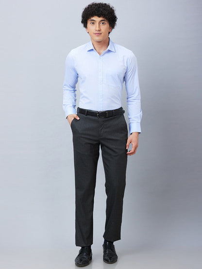 Park Avenue Men Blue Solid Slim Fit Full Sleeve Semi Cut Away Collar Shirt