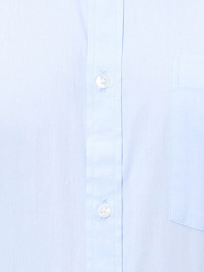 Park Avenue Men Blue Solid Slim Fit Full Sleeve Semi Cut Away Collar Shirt