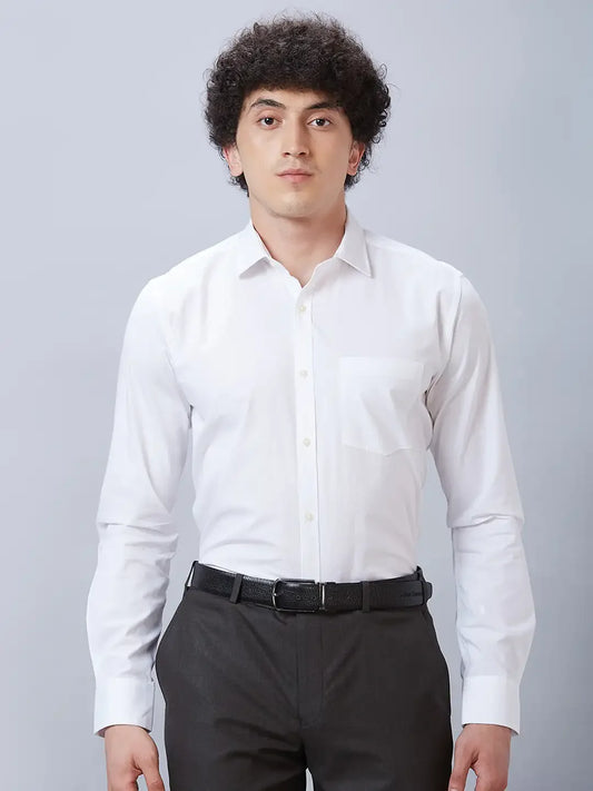 Park Avenue Men White Slim Fit Solid Cotton Shirts