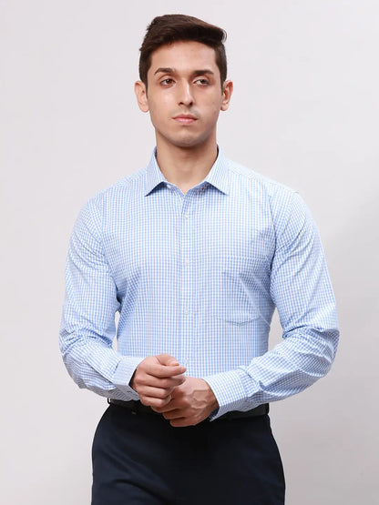 Park Avenue Men Blue Slim Fit Checks Cotton Shirts