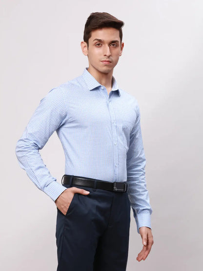 Park Avenue Men Blue Slim Fit Checks Cotton Shirts