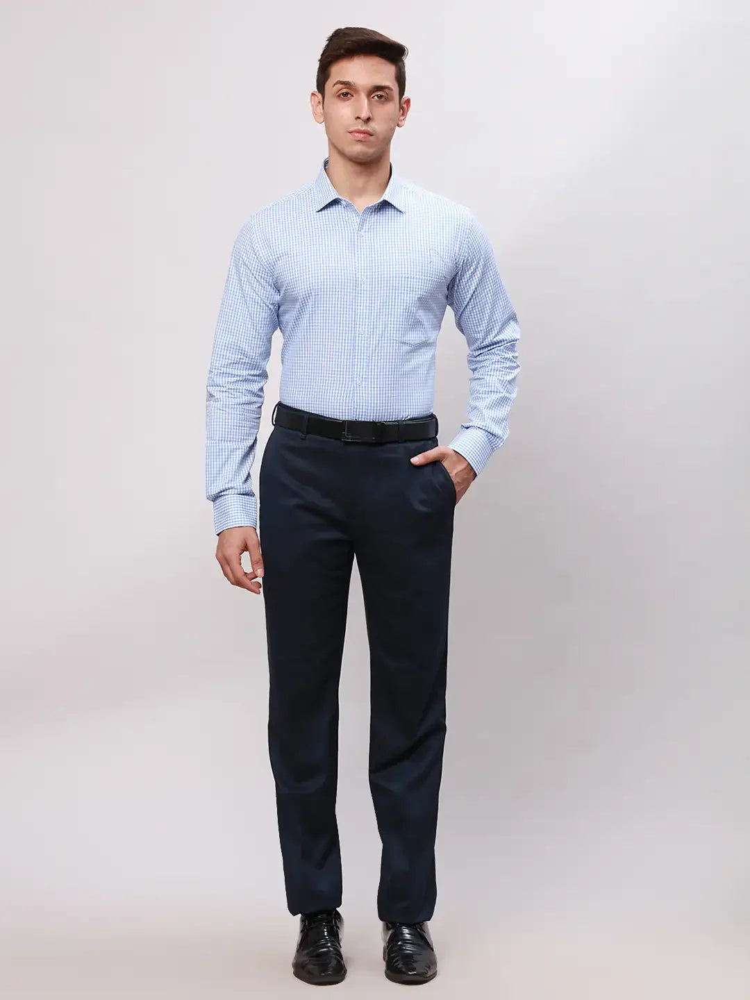 Park Avenue Men Blue Slim Fit Checks Cotton Shirts