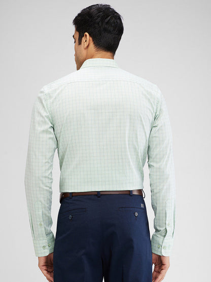 Park Avenue Green Checks Slim Fit Cotton Formal Shirt