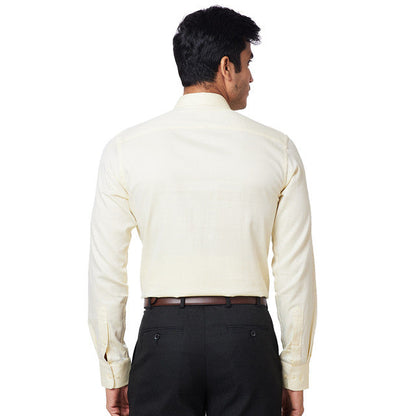 Park Avenue Yellow Structure Slim Fit Full Sleeve Cotton Shirt