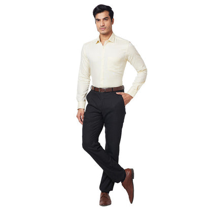 Park Avenue Yellow Structure Slim Fit Full Sleeve Cotton Shirt