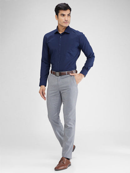 Park Avenue Blue Solid Slim Fit Cotton Blend Formal Shirt