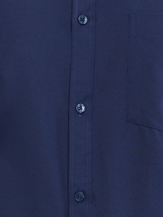 Park Avenue Blue Solid Slim Fit Cotton Blend Formal Shirt