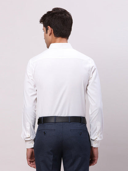 Park Avenue White Solid Slim Fit Full Sleeve Cotton Blend Shirt