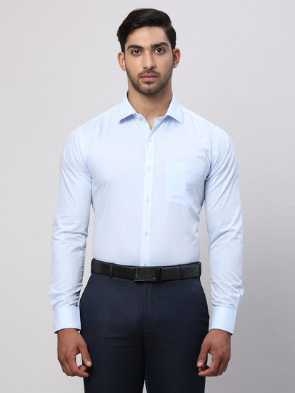 Park Avenue Blue Solid Slim Fit Polyester Blend Formal Shirt