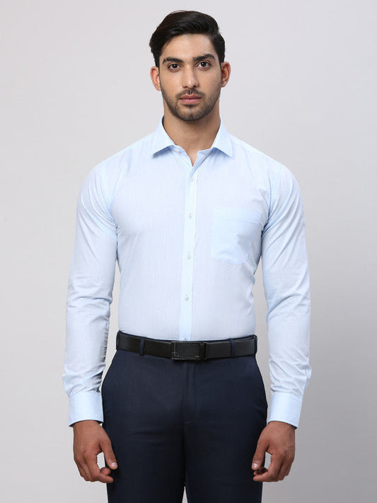 Park Avenue Blue Solid Slim Fit Polyester Blend Formal Shirt
