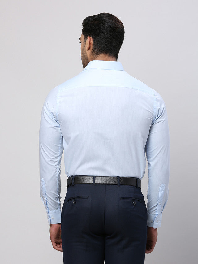 Park Avenue Blue Solid Slim Fit Polyester Blend Formal Shirt