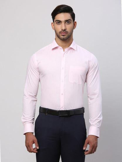 Park Avenue Men Pink Solid Slim Fit Polyester Blend Formal Shirt