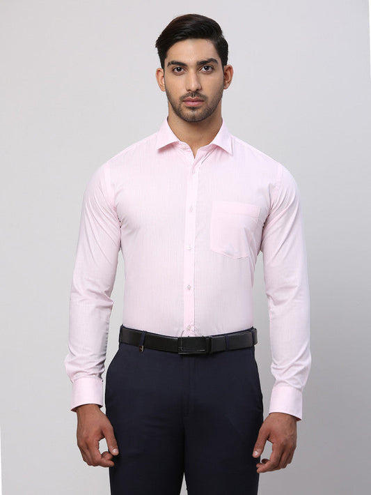 Park Avenue Men Pink Solid Slim Fit Polyester Blend Formal Shirt