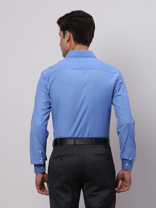 Park Avenue Blue Fil-A-Fil Slim Fit Full Sleeve Cotton Blend Shirt