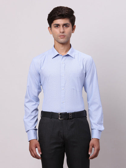 Park Avenue Blue Structure Slim Fit Full Sleeve Cotton Blend Shirt