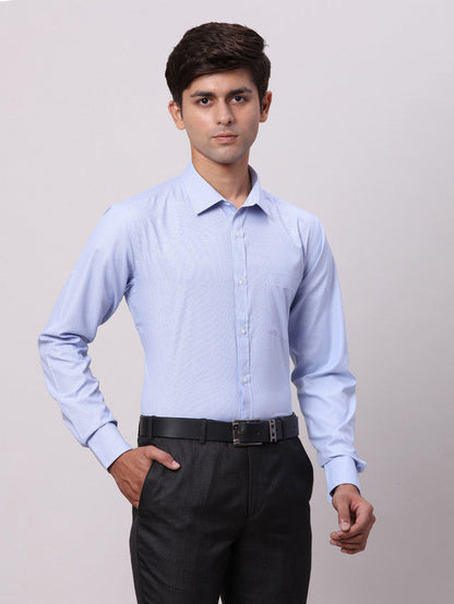 Park Avenue Blue Structure Slim Fit Full Sleeve Cotton Blend Shirt