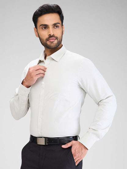 Park Avenue Green Structure Slim Fit Cotton Blend Formal Shirt